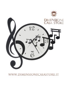Arti & Mestieri - Orologio da parete di design con chiave e note musicali Musica-50 x-nero/bianco 47 cm di altezza 2