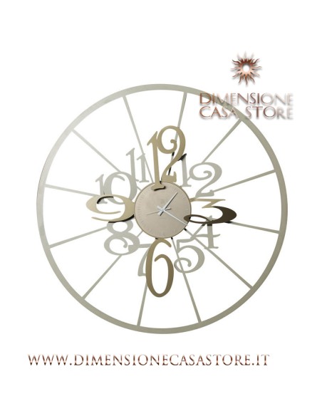 Arti & Mestieri - Orologio da parete con numeri tondeggianti Big Kalesy Sabbia/bronzo Ø100