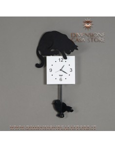 Arti & Mestieri - Orologio a pendolo moderno Hunter Cat nero-26 x 7 x 49 cm di altezza 2