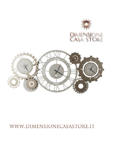 Arti & Mestieri - Orologio da parete particolare Fuso Meccano sabbia/bronzo cm 97x44H
