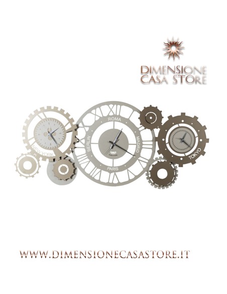 Arti & Mestieri - Orologio da parete particolare Fuso Meccano sabbia/bronzo cm 97x44H