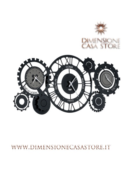 Arti & Mestieri - Orologio da parete particolare Fuso Meccano nero-97 x 44 cm di altezza