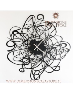 Arti & Mestieri - Orologio da parete di design con intreccio Doodle-58 cm di diametro-nero