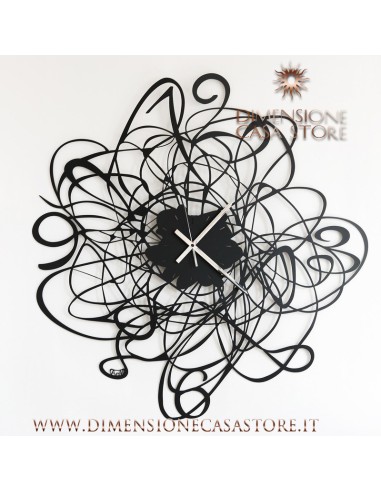 Arti & Mestieri - Orologio da parete di design con intreccio Doodle-58 cm di diametro-nero