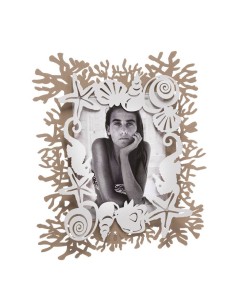 Arti & Mestieri - Porta foto a tema marino Corallo grande Beige Bianco Marmo 38x42h