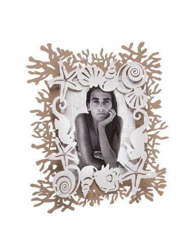Arti & Mestieri - Porta foto a tema marino Corallo grande Beige Bianco Marmo 38x42h