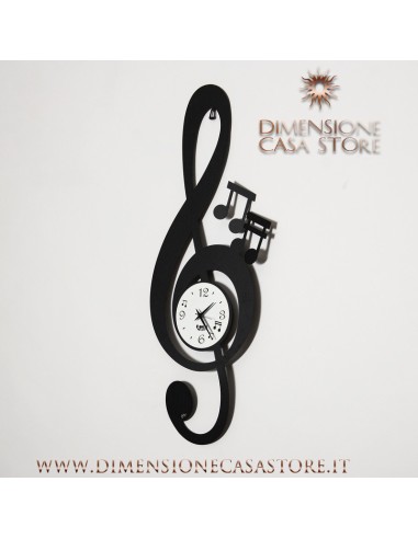 Arti & Mestieri - Orologio da parete di design Chiave Musicale-30 x-nero 80 cm di altezza
