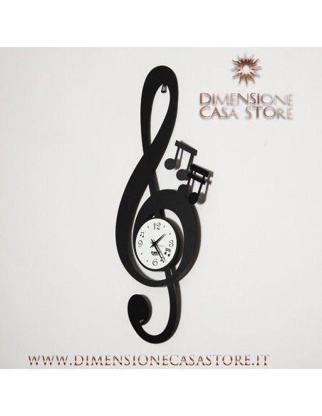 Arti & Mestieri - Orologio da parete di design Chiave Musicale-30 x-nero 80 cm di altezza