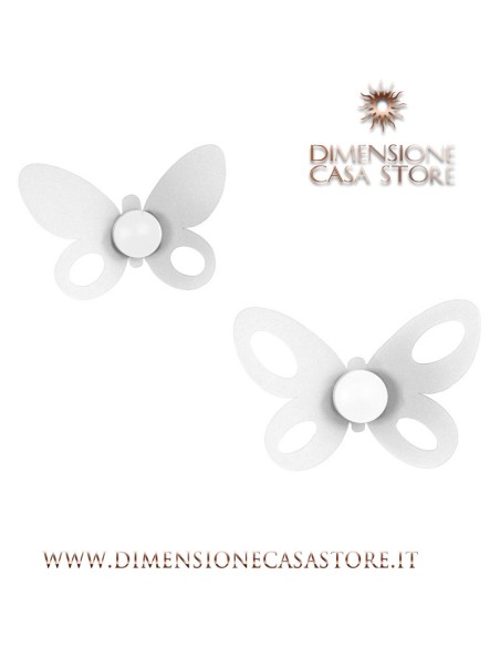 Arti & Mestieri - Set ganci appendiabiti di design Butterfly (2pz)-bianco 24 x 16 cm, 21 x 14 cm