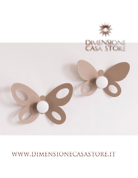 Arti & Mestieri - Set ganci appendiabiti di design Butterfly (2pz)-24 x-beige 16 cm, 21 x 14 cm