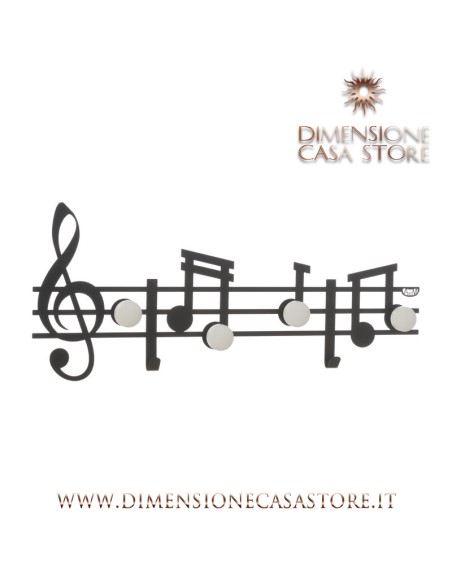 Arti & Mestieri - Appendiabiti in ferro da parete con note musicali Musica-70 x-nero 30 cm di altezza