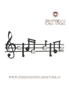 Arti & Mestieri - Appendiabiti in ferro da parete con note musicali Musica-70 x-nero 30 cm di altezza