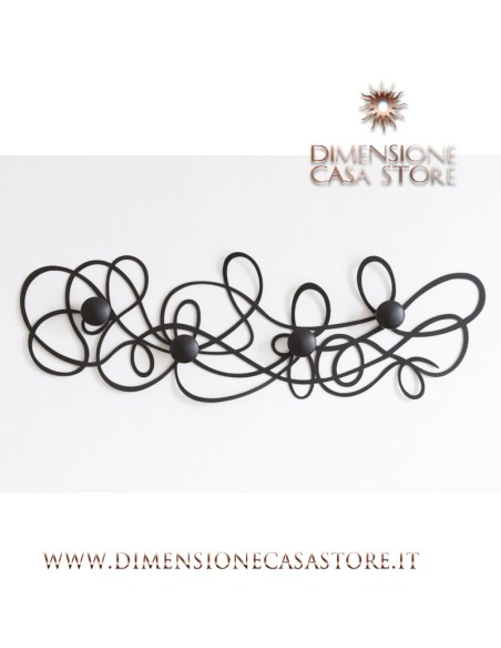 Arti & Mestieri - Appendiabiti da muro di design Doodle-nero cm 77x25H