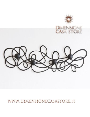 Arti & Mestieri - Appendiabiti da muro di design Doodle-nero cm 77x25H