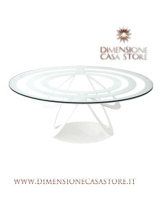 Arti & Mestieri - Tavolino in ferro e vetro Optical ovale-bianco cm 80x35Px80H 2