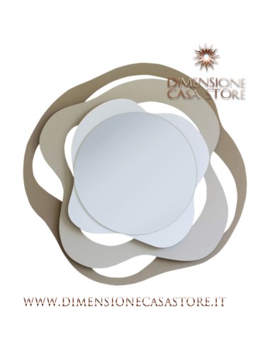 Arti & Mestieri - Specchio decorativo da parete Isotta-83 x-beige/sabbia/bianco 80h cm (diametro 44,5 cm)