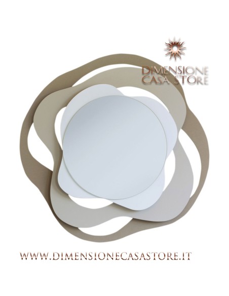 Arti & Mestieri - Specchio decorativo da parete Isotta-83 x-beige/sabbia/bianco 80h cm (diametro 44,5 cm)