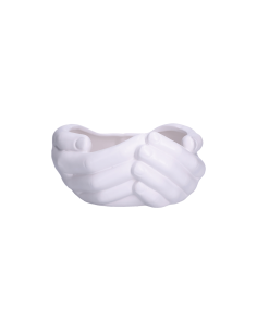 Rituali Domestici - Rituali Domestici - Linea Love Vaso/ Contenitore Decorativo Mani Bianco in Ceramica 26x24,5xh 12 Cm