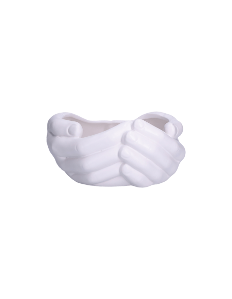 Rituali Domestici - Rituali Domestici - Linea Love Vaso/ Contenitore Decorativo Mani Bianco in Ceramica 26x24,5xh 12 Cm