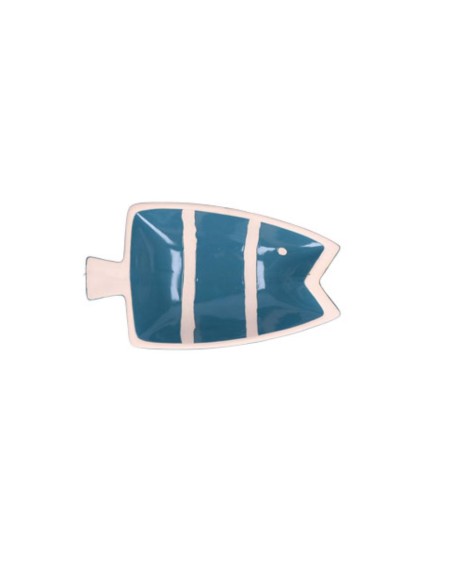 Rituali Domestici - Rituali Domestici - Linea Pelagicoillogico Piatto Pesce a Blu Righe Bianche in Stoneware 23,3x14xh 4,5 Cm