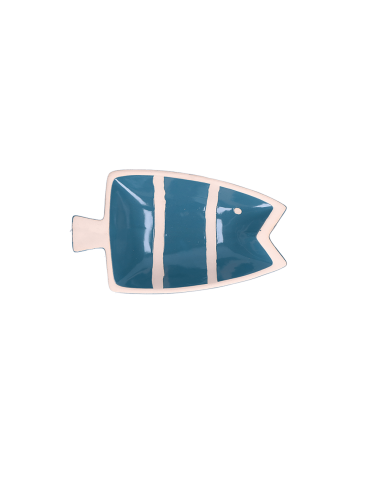 Rituali Domestici - Rituali Domestici - Linea Pelagicoillogico Piatto Pesce a Blu Righe Bianche in Stoneware 23,3x14xh 4,5 Cm