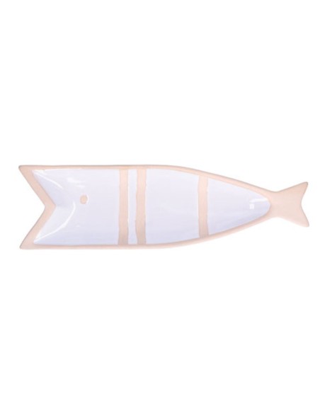 Rituali Domestici - Rituali Domestici - Linea Pelagicoillogico Piatto Pesce C Bianco Righe Bianche in Stoneware 38,5x11xh 3 Cm