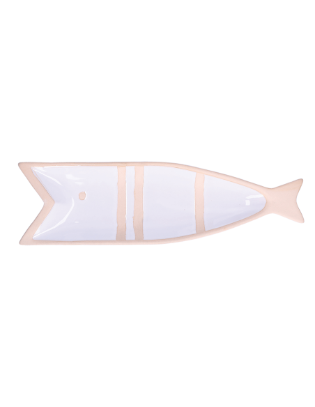 Rituali Domestici - Rituali Domestici - Linea Pelagicoillogico Piatto Pesce C Bianco Righe Bianche in Stoneware 38,5x11xh 3 Cm