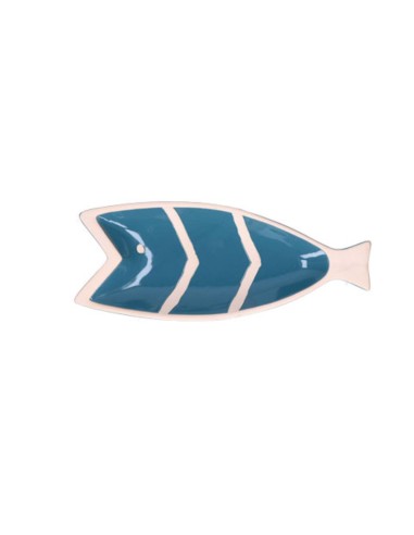Rituali Domestici - Rituali Domestici - Linea Pelagicoillogico Piatto Pesce B Blu Righe Bianche in Stoneware 30,5x12,5xh 3 Cm
