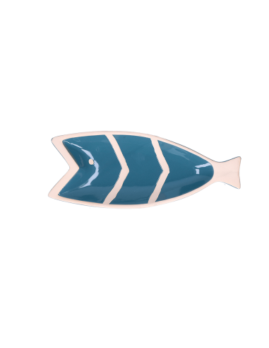 Rituali Domestici - Rituali Domestici - Linea Pelagicoillogico Piatto Pesce B Blu Righe Bianche in Stoneware 30,5x12,5xh 3 Cm