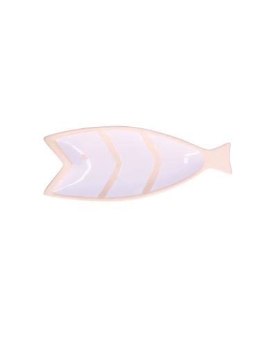 Rituali Domestici - Rituali Domestici - Linea Pelagicoillogico Piatto Pesce B Bianco Righe Bianche in Stoneware 30,5x12,5xh 3 Cm