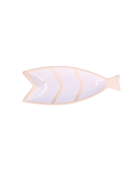 Rituali Domestici - Rituali Domestici - Linea Pelagicoillogico Piatto Pesce B Bianco Righe Bianche in Stoneware 30,5x12,5xh 3 Cm