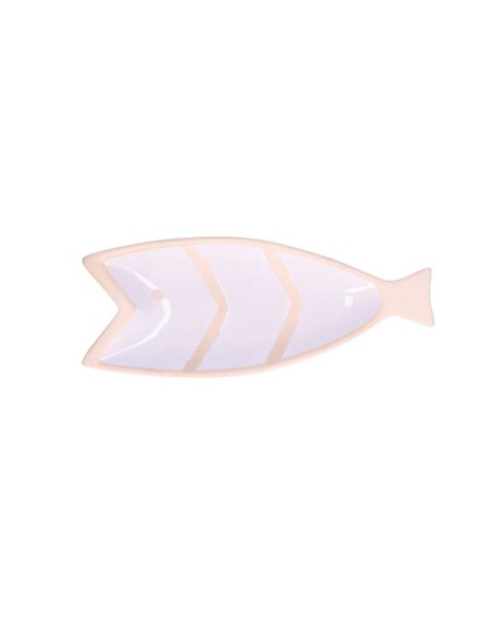 Rituali Domestici - Rituali Domestici - Linea Pelagicoillogico Piatto Pesce B Bianco Righe Bianche in Stoneware 30,5x12,5xh 3 Cm