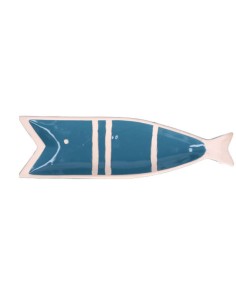 Rituali Domestici - Rituali Domestici - Linea Pelagicoillogico Piatto Pesce C Blu Righe Bianche in Stoneware 38,5x11xh 3 Cm