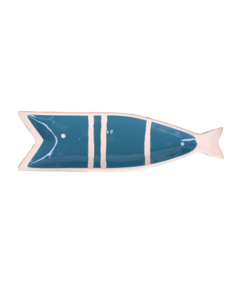 Rituali Domestici - Rituali Domestici - Linea Pelagicoillogico Piatto Pesce C Blu Righe Bianche in Stoneware 38,5x11xh 3 Cm