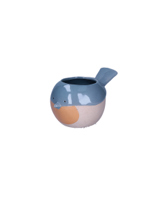 Rituali Domestici - Rituali Domestici - Linea Prezzemolo Uccellino Cachepot Blu/arancio in Stoneware 18,7x13xh 10 Cm