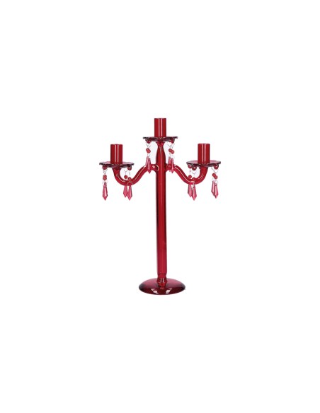 Rituali Domestici - Rituali Domestici - Linea ''luminando'' Candelabro Gocce Rosso 3 Bracci in Vetro 23,5x9,5xh 35,5 Cm