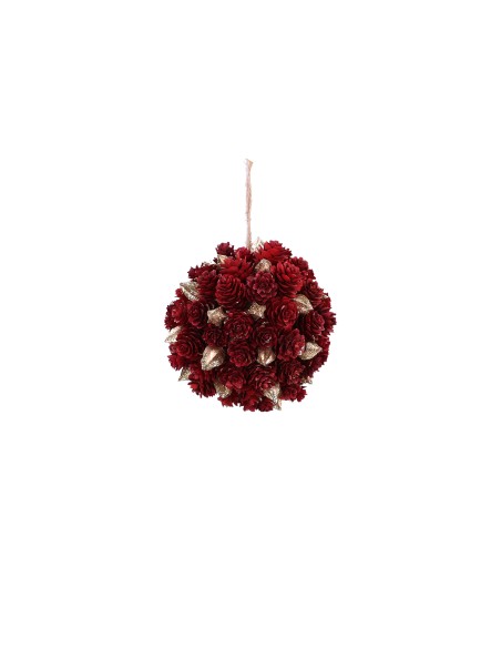 Rituali Domestici - Rituali Domestici - Palla Deco da Appendere Rosso Oro con Pigne e Quisqualis Rossondoro Ø 14 Cm