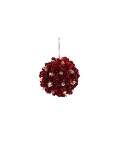 Rituali Domestici - Rituali Domestici - Palla Deco da Appendere Rosso Oro con Pigne e Quisqualis Rossondoro Ø 14 Cm