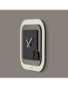 Arti & Mestieri - Orologio da parete moderno Tino-24x24h cm-avorio/fango/nero 2