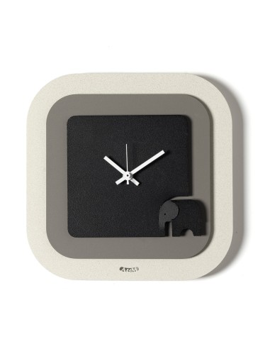 Arti & Mestieri - Orologio da parete moderno Tino-24x24h cm-avorio/fango/nero