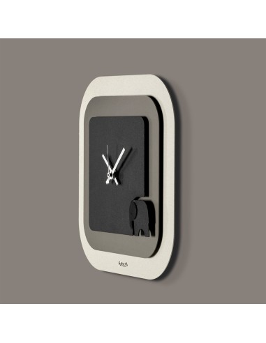 Arti & Mestieri - Orologio da parete moderno Tino-24x24h cm-avorio/fango/nero