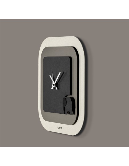 Arti & Mestieri - Orologio da parete moderno Tino-24x24h cm-avorio/fango/nero