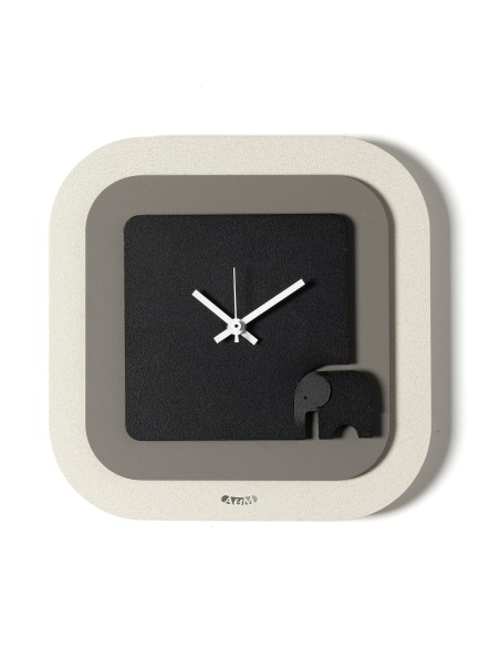 Arti & Mestieri - Orologio da parete moderno Tino-24x24h cm-avorio/fango/nero