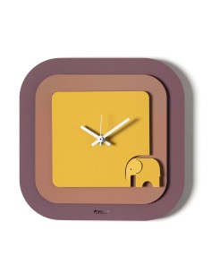 Arti & Mestieri - Orologio da parete moderno Tino-24x24h cm-ametista/mocha/ocra