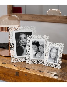 Arti & Mestieri - Portafoto Corallo grande-21,6x26,4h cm (13x18 cm formato foto)-bianco marmo 2