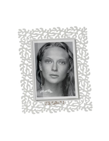 Arti & Mestieri - Portafoto Corallo grande-21,6x26,4h cm (13x18 cm formato foto)-bianco marmo