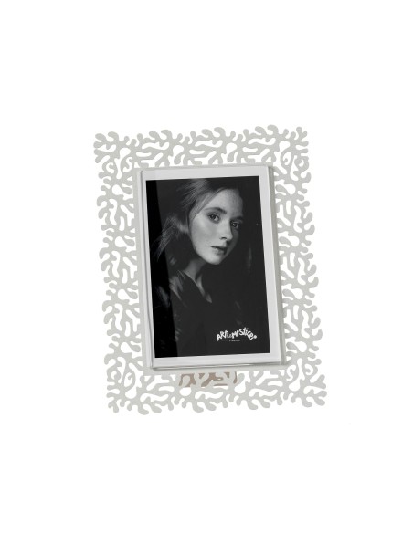 Arti & Mestieri - Portafoto Corallo piccolo-17x22h cm (10x15 formato foto)-bianco marmo