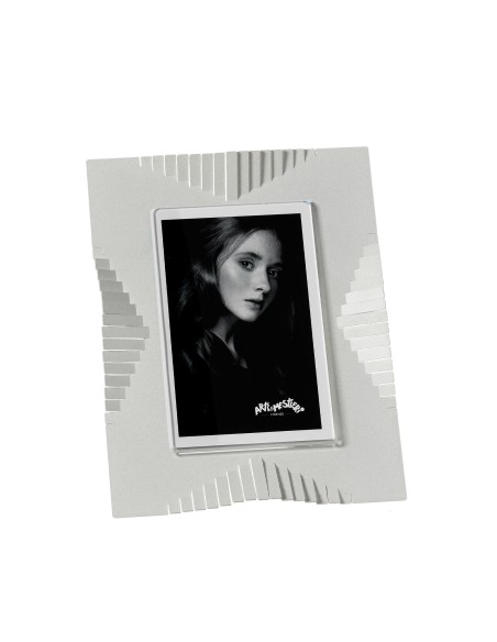 Arti & Mestieri - Portafoto di design Riviera piccolo-17,5x22,7h cm (10x15 formato foto)-bianco marmo