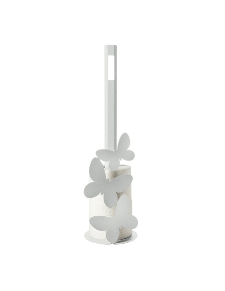 Arti & Mestieri - Porta carta igienica da terra Farfalle-⌀-bianco marmo 15x50h cm