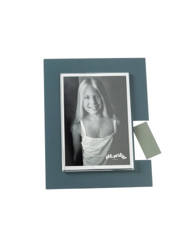 Arti & Mestieri - Portafoto di design Bliko piccolo-16,5x21,5h cm (10x15 formato foto)-petrolio/giada